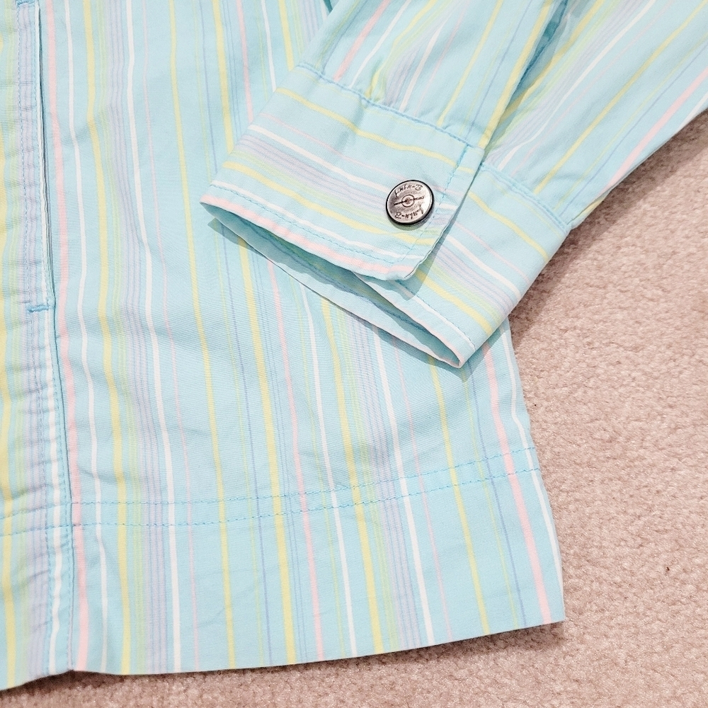 Lulu-B Women’s Button Front Jacket Shirt Pastel Stripe Cotton Blend Size Large - Picture 7 of 14
